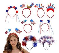 Serre-tête patriotique, bandeau du 4 juillet | drapeau bleu rouge blanc, 8 paires d'accessoires du jour de l'indépendance du Memorial Day pour femmes Men Kids, Patrianic Party Favors
