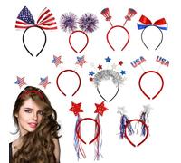 Serre-tête patriotique du jour de l'indépendance, 9x rouge 4 juillet Accessoires pour cheveux | Vêtements de tête de drapeau américain, serre-tête pour femmes et