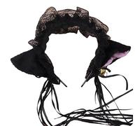 Serre-tête plissé en forme d'oreille de chat en dentelle pour adulte et adolescente - Joli anneau à cheveux pour femme - Joli anneau à cheveux décoratif en forme d'oreille de chat