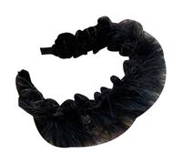 Serre-tête plissé en velours avec strass et plumes d'autruche noires rétro - Accessoires de cheveux élégants for femmes