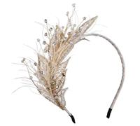 Serre-tête pour femme, bandeau à plumes, fascinateur pour mariée | Détails élégants de perles et de strass. Bibi, design antidérapant, idéal pour les portraits mariée et les occasions spéc