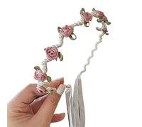 Serre-tête pour femme, bandeau de perles et fleurs roses avec ruban de perles pour mariage, bandeau de mariée