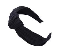 Serre-tête pour femme - Large avec nœuds - Bandeau tricoté avec nœud croisé - Bandeau élastique rétro - Accessoires de cheveux pour femmes et filles - Pour le fitness, le yoga, la course - Noir