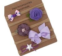 Serre-tête pour fille 5pcs, set violet, solide et élastique, largeur sans étirement 24 cm