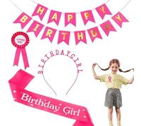 Serre-tête pour fille avec couronne d'anniversaire et ceinture, couronne d'anniversaire et sash Set de décorations King Corsage pour fille Bandeau décoratif pour filles, bretelles