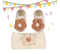 Serre-tête pour Filles | Serre-Têtes Fleurs Douces - Ensemble De Chaussettes Et Serre-Têtes Pour - Pour Enfant Garçon Marche Photo Anniversaire Maison Extérieur Baptême Cérémonie Quotidien