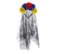 Serre-tête pour Halloween avec fleurs colorées en cristal - Accessoire de cheveux pour fêtes costumées - Look tendance - Jour des morts