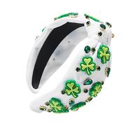 Serre-tête pour la Saint-Patrick, accessoires avec strass de trèfle pour le style, ruban vert en trèfle pour femmes et filles, utilisation quotidienne, maquillage, fête, Noël