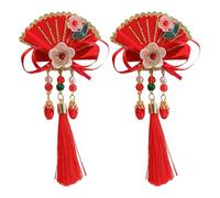 Serre-tête pour le Nouvel An chinois | Nœuds rouges poilus avec glands Pince à cheveux chinoise - Pinces à cheveux du Nouvel An, accessoires de cheveux chinois pour Thanksgiving, Noël