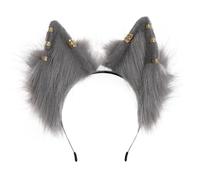 Serre-tête réaliste avec oreilles de loup avec boucles d'oreilles pour femme, adolescente, bandeau pour les amateurs de cinéma, animes, réunions à thème, chats, taille adulte, maquillage, lavage du