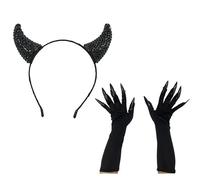 Serre-tête réglable en forme de corne de diable en strass pour Halloween, accessoires de déguisement