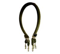 Serre-tête rétro en velours avec pompons et boucles d'oreilles imitation pierre décorative d'inspiration vintage pour le quotidien et les fêtes Vert