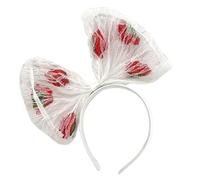 Serre-tête rose avec nœuds papillon en dentelle française