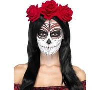 Smiffy's Bandeau Jour des Morts avec des roses rouges
