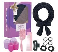 Serre-tête sans chaleur pour boucles sans chaleur, 177,8 cm, en velours pour femmes et filles, boucles de nuit, sans chaleur pour dormir, noir