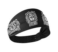 Serre-tête simple et mignon avec visages de lion noirs antidérapants ? Bandeau tendance extensible pour femme pour le yoga, le lavage du visage, usage quotidien et maquillage