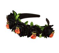 Serre-tête squelette citrouille Halloween avec tête de mort main rose taille réglable Postiches Décoration de cheveux pour fêtes costumées