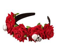 Serre-tête squelette citrouille Halloween avec tête de mort main rose taille réglable Postiches Décoration de cheveux pour fêtes costumées