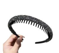 Serre Tête Strass Lot de 3 Serre-têtes antidérapants en Strass for Femmes, élastiques à Dents, Brillants et Luxueux, Accessoires for Cheveux pour Mariages, Anniversaires(Gray)