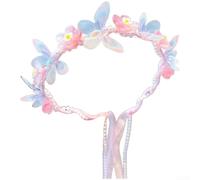 Serre-tête style princesse avec perles et papillons pour enfants, motif floral