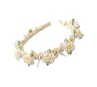 Serre-tête tendance avec roses et perles pour filles, adolescentes, occasions spéciales, long ruban, élégant bandeau floral avec perles