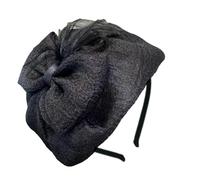 Serre-tête tête de mort avec nœud papillon en tulle français demi-chapeau fin pour femme Teaparty couverture de cheveux formelle décoration de cheveux pour femme Charleston Costume Serre-tête