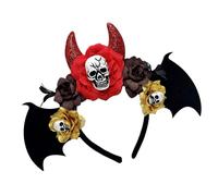 Serre-tête tête de mort pour Halloween - Accessoire de coiffure avec fleur - Série sombre - Pour réunions de famille, fête, célébration d'Halloween