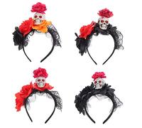 Serre-tête tête de mort rose fleur pour filles Halloween diadèmes et