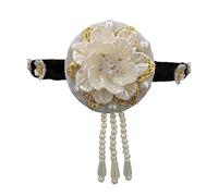 Serre-tête traditionnel coréen Hanbok pour femmes et filles élégant avec fleurs et perles - Accessoire de cheveux pour danse