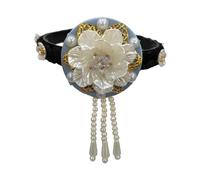 Serre-tête traditionnel coréen Hanbok pour femmes et filles élégant avec fleurs et perles - Accessoire de cheveux pour danse