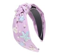 Serre-tête tressé avec coquillage et perles synthétiques - Accessoire pour cheveux - Pour la plage, les vacances, les événements