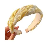 Serre-tête tressé en maille et dentelle torsadée, couleur macaron, large bord antidérapant, pour les trajets quotidiens, cadeau d'été, jaune