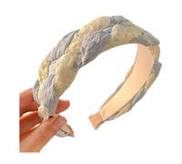 Serre-tête tressé en maille et dentelle torsadée, couleur macaron, large bord antidérapant, pour les trajets quotidiens, cadeau d'été, bleu