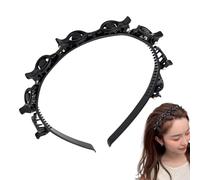 Serre-tête tressé tendance pour filles, double frange pour cheveux bouclés, raides et épais