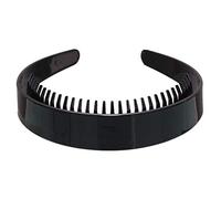 Serre-tête uni de 2,5 cm de large avec peigne à dents antidérapant en plastique noir pour le maquillage, le yoga