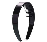 Serre-tête uni de 2,5 cm de large avec peigne à dents antidérapant Noir