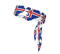 Serre-tête unisexe à nouer avec motif carte du drapeau de l'Islande pour tennis, ninja, course à pied