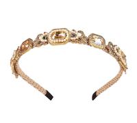 Serre-tête vintage années 80 avec strass et perles baroques pour femmes et filles - Champagne doré