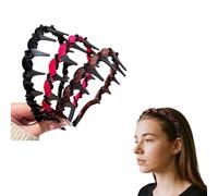 Serre-tête vintage avec perles artificielles de cranium - Bandeau antidérapant avec dents - Élégant bandeau de perles pour femmes et filles - Pour fête de mariage, soirée, fête (E, M)