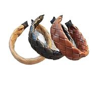 Serre-tête vintage en cuir synthétique tressé (02)