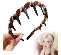Serre-tête vintage en perles artificielles, serre-tête en perles artificielles avec anneau de dentition, peigne à dents antidérapant pour mariée, accessoires pour femmes et filles (Brown B)