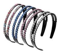 Serre-Têtes à Strass Double Bandeaux de Cheveux en Cristal Diamant Imitation Bandeau de Cheveux en Cristal pour Femmes et Filles 4 Pièces (Couleurs Mélangées)