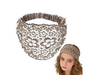 Serre-Têtes En Dentelle Pour Les Femmes Serre-tête Perlé Floral avec Perles | Bandeaux Élastiques Larges pour Femme Mode Pour Le Mariage, Les Voyages, Le Port , Les Vacances Et La Coiffure