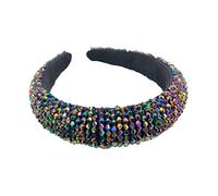 Serre-têtes en perles de cristal flexibles de style bohème avec fermoir tricoté pour coiffure, couvre-chef pour femme, mariage, noir et coloré