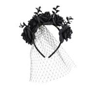 Serre-têtes Halloween Accessoire De Tête Voile D'Horreur | Cercle à Cheveux Rose de Fête Accessoire De Cheveux Pour Femmes Cosplay Et Bal Masqué Carnaval Scène Spectacle Performance