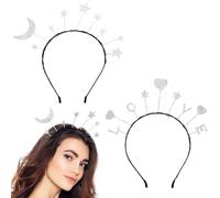 Serre-Têtes pour Femme Brillant Bandeau de Étoile et Lune Headbands à paillettes Décoration de Fête pour Fille Enfant 2 Pcs