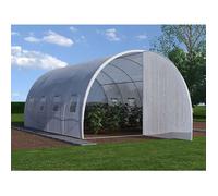 Serre tunnel avec structure en acier et porte 12 m² - L300 x l400 x H200 cm - Blanc - ALOCASIA