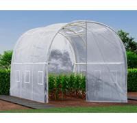 Serre tunnel avec structure en acier galvanisé et porte 6 m² - L200 x l300 x H200 cm - Blanc - ALOCASIA