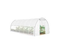 IDMarket – Serre tunnel de jardin 18 m² blanche relevable avec moustiquaire