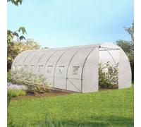 IDMarket Serre tunnel de jardin Gamme Maraîchère Des Andes 24 m² (8x3 m) Blanche